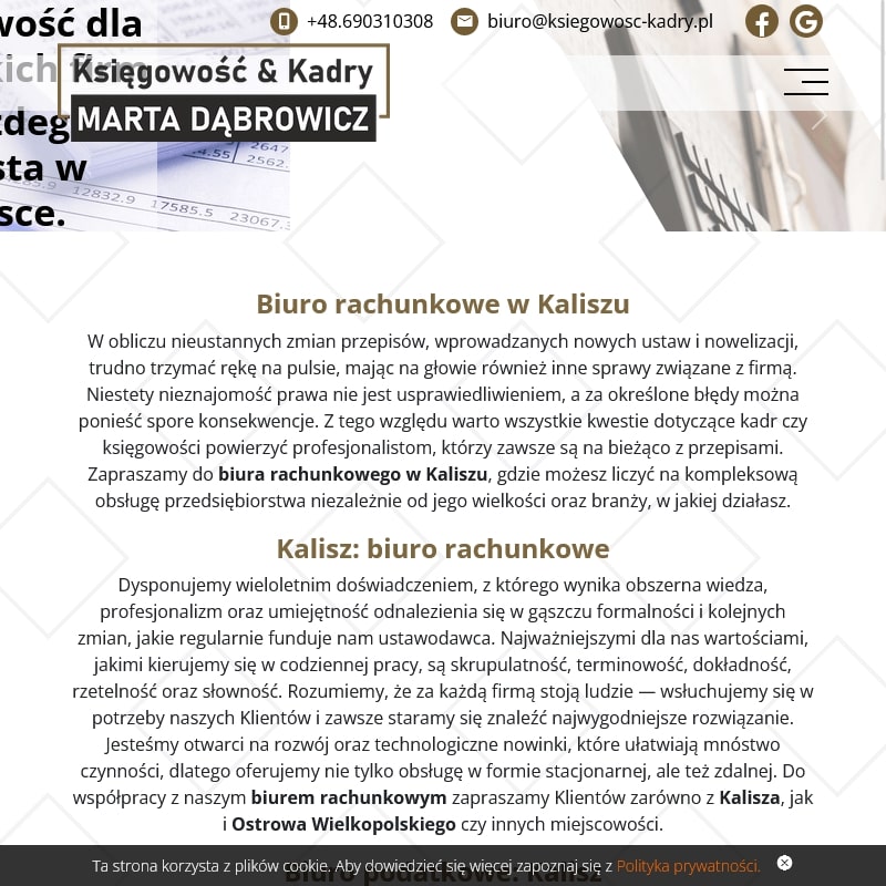 Ostrów Wielkopolski - biuro rachunkowe kalisz cennik